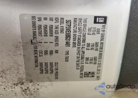 2011 GMC Sierra K1500 Slt из США, поврежденный, VIN 3GTP2WE36BG314491